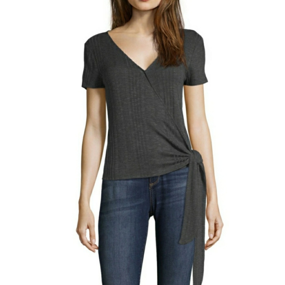 [Pink Rose] Wrap Top (Ivory Black)